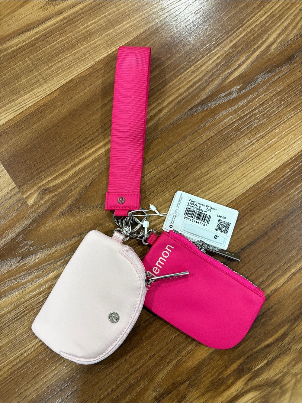 Lululemon Pink Wristlet Keychain Pouches - Dual Zip hot pink